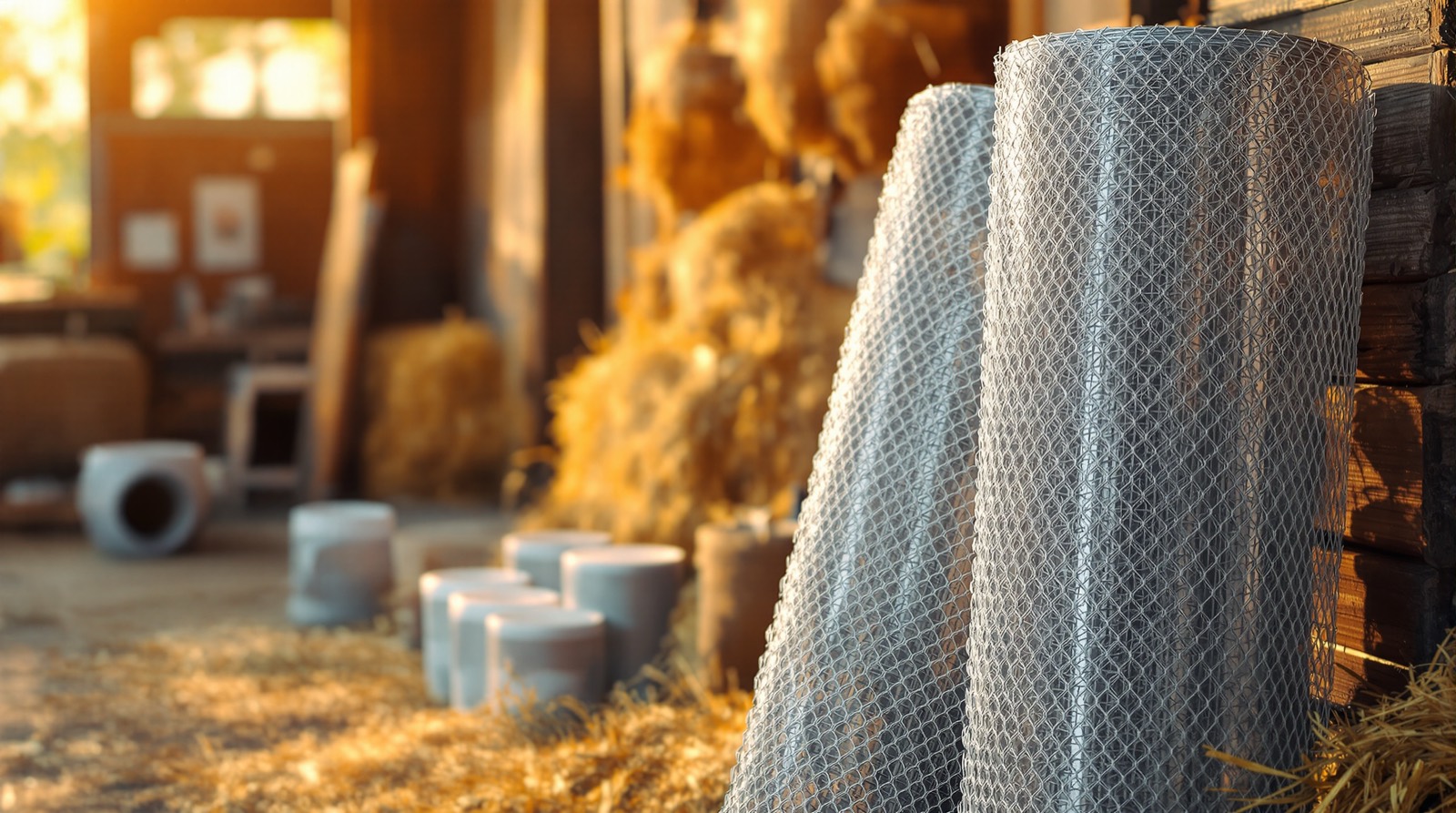 Rolls of galvanized hexagonal wire netting for poultry fencing
