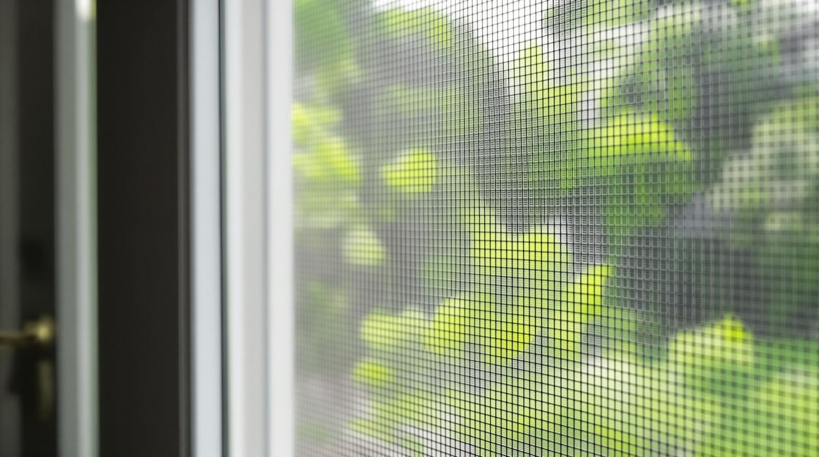 Fine insect screening installed in a sunny residential window
